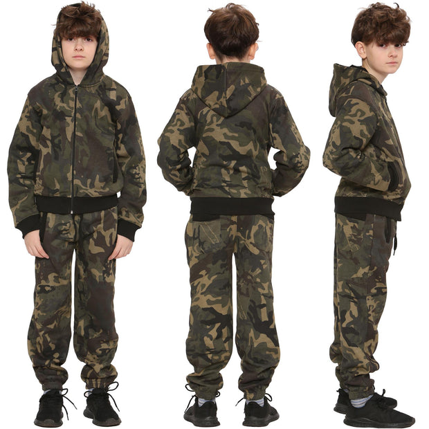 A2Z 4 Kids® Kids Tracksuit Boys Girls Designer's Green Camouflage Print Zipped Top Hoodie & Botom Jogging Suit Age 5 6 7 8 9 10 11 12 13 Years - A2Z 4 Kids