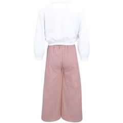 Kids Girls Crop Top Set Casual Long Sleeve Crop Top Flared Trouser Age 3-14