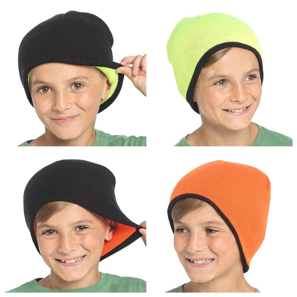 A2Z 4 Kids Boys Hat Reversible Beanies Caps Winter Warm Stylish Casual Hats