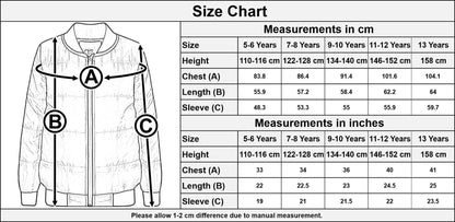 Kids Bomber Jacket Lightweight Puffer Coat School Fashion For Girls Boys 5-13 Yr