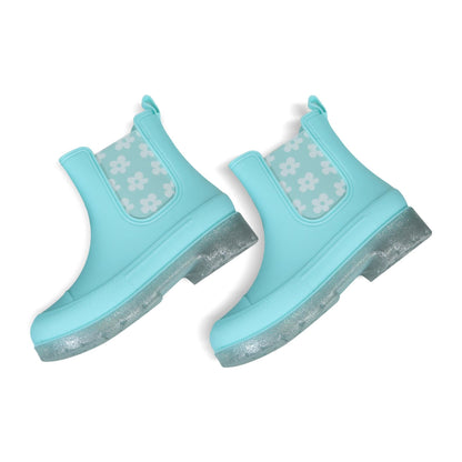 A2Z 4 Kids Girls Waterproof Chelsea Rain Boots Floral Side Panels PVC Wellies