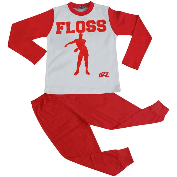 A2Z 4 Kids Boys Girls Pajamas Designer's Red PJS Floss A2Z Print Contrast Sleeves Pyjamas Xmas Stylish Loungewear Nightwear Outfit PJS Sets New Age 2 3 4 5 6 7 8 9 10 11 12 13 Years