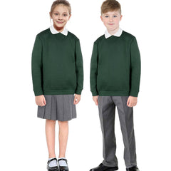 Kids Girls Boys Sweatshirt  Plain Crew Round Neck Uniform  Age 2-13 Years