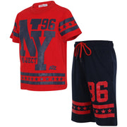 A2Z 4 Kids® Kids Boys Girls T Shirt Short Set Designer's Red 100% Cotton NY New York Print T-Shirt Top & Shorts Set Age 5 6 7 8 9 10 11 12 13 Years