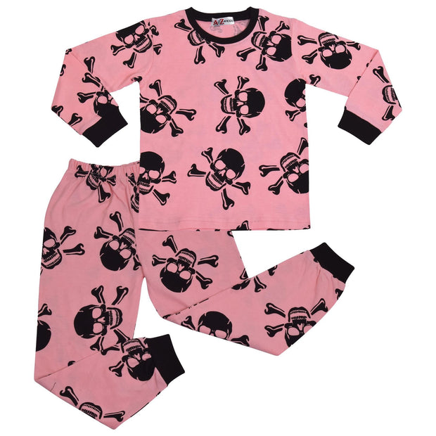 Kids Girls Skull & Bones Print Pyjamas Set