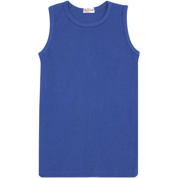 Kids Girls Ribbed Vest Top 100% Thick Cotton Fashion Tank Tops T Shirt 2-13 Year