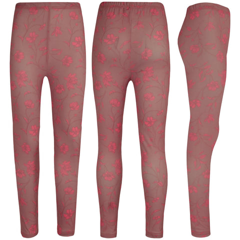 Kids Girls Legging Salmon Pink Floral Soft Stretchy Comfortable Summer Bottoms