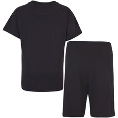 Kids Girls Boys Raglan Sleeves Plain Pyjamas 2 Piece Comfortable Shorts Set 5-14