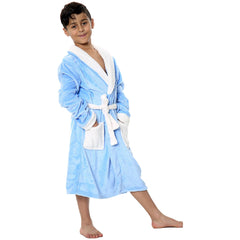 Kids Soft Fleece Bathrobe Dressing Gown Hooded Swim Beach Girls Boys 2-13 years