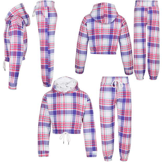 Kids Tie Dye Tracksuit Gym Cropped Hoodie Sweatpants Cord Set Girls Age 5-13