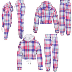 Kids Tie Dye Tracksuit Gym Cropped Hoodie Sweatpants Cord Set Girls Age 5-13