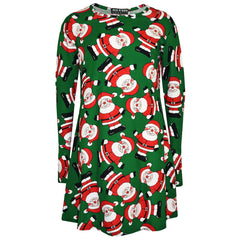 Kids Girls Xmas Santa Swing Dress Novelty Santa Xmas Gifts Party Dresses