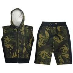 A2Z 4 Kids Girls Boys Hooded Zipper Top Shorts Set Sleeveless Summer Outfit