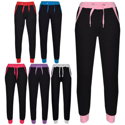 A2Z Kids Jogging Bottoms Joggers 2 Tone Cuffed Sweatpants Contrast Back To School Trousers Tracksuit Pants Age 5-13 Years