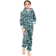 A2Z 4 Kids Girls Onesie Leopard Pyjama Sets Onesie One Piece Hooded All In One