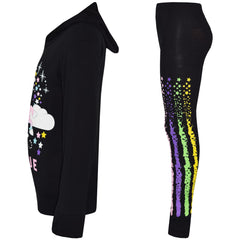 Kids Girls Top Dabbing Unicorn Floss Unique Rainbow Hooded Legging Set Tracksuit