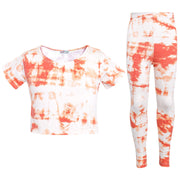 A2Z 4 Kids Girls Crop Top & Legging Orange Tie Dye Print Trendy Fashion Summer Outfit Clothing Sets New Age 5 6 7 8 9 10 11 12 13 Years