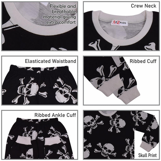 Kids Girls Skull & Bones Print Pyjamas Set