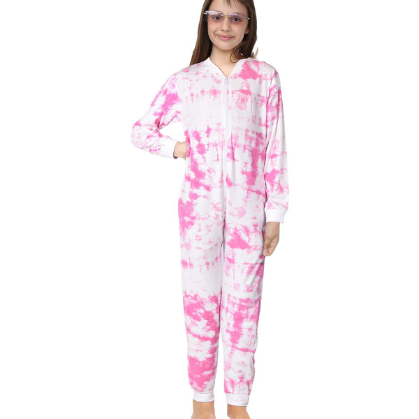A2Z 4 Kids Cotton Onesie for Kids Onesie Pyjamas Lounge Wear Pink Tie Dye Printed Sleepsuit Comfy Gifts for Children Girls Age 5-6, 7-8, 9-10, 11-12 & 13