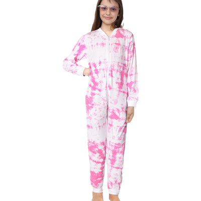 A2Z 4 Kids Cotton Onesie for Kids Onesie Pyjamas Lounge Wear Pink Tie Dye Printed Sleepsuit Comfy Gifts for Children Girls Age 5-6, 7-8, 9-10, 11-12 & 13