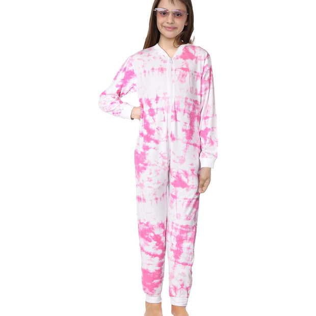 A2Z 4 Kids Cotton Onesie for Kids Onesie Pyjamas Lounge Wear Pink Tie Dye Printed Sleepsuit Comfy Gifts for Children Girls Age 5-6, 7-8, 9-10, 11-12 & 13