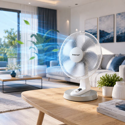 12 Inch Desk Fan with Oscillation 3 Speed Settings Tilt Angle Design Table Fan