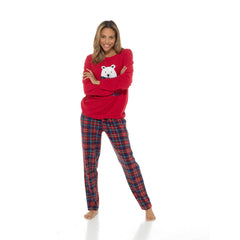 Ladies Fleece Pyjama Set Cosy Dog & Bear Warm Winter Loungewear Sizes 8-22