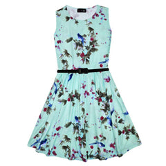 Girls Mint Green Abstract Floral Print Legging Midi Skater Dress Top Jumpsuit