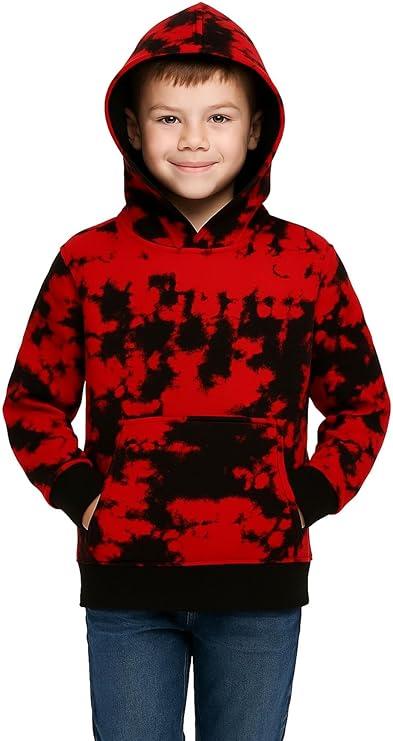 Girls Boy Plain & Tie Dye Print Sweatshirt Pullover Hooded Jumper PE School Coat