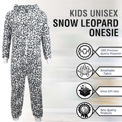 Kids Girls Boys A2Z Onesie One Piece Soft Fluffy Snow Leopard Jumpsuit 2-13 Year