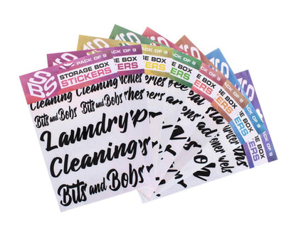 A2Z Storage Box Stickers Assorted 9 Pack Vinyl Organising Labels for Home