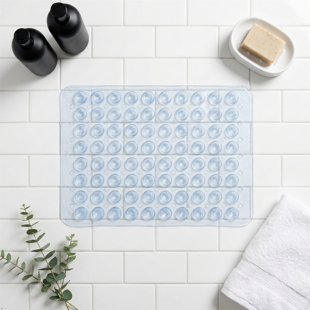 A2Z Non Slip PVC Shower Mat 48 x 31 cm Bath Mat with Suction Cups
