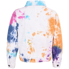 Kids Girls Fashion Denim Jacket Coat Jeans Long Sleeve Acid Wash Tie Dye Gifts