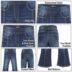Kids Girls Denim Jeans Stretch Flare Ripped Bell Bottom Pants Jeggings Pants