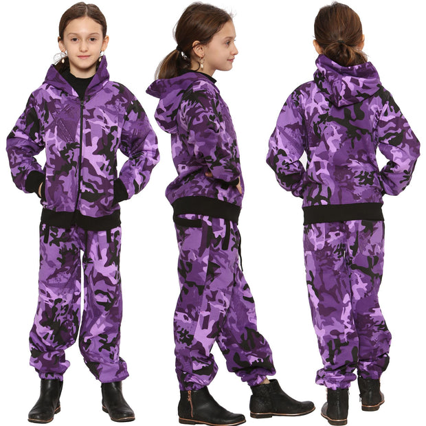 Kids Tracksuit Boys Girls Designer's Camouflage Jogging Suit Top Bottom 5-13 Yr