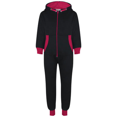 A2Z 4 Kids Girls Pink Contrast Fleece Onesie All In One Jumsuit Playsuit Nightwear New Age 2 3 4 5 6 7 8 9 10 11 12._13 Years