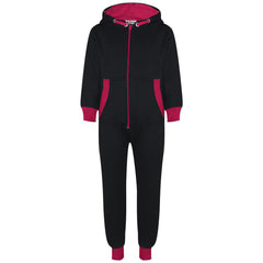 A2Z 4 Kids Girls Pink Contrast Fleece Onesie All In One Jumsuit Playsuit Nightwear New Age 2 3 4 5 6 7 8 9 10 11 12._13 Years