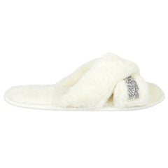 Women Crossover Slippers With Cozy Fur Memory Foam Fluffy Comfortable Sliders