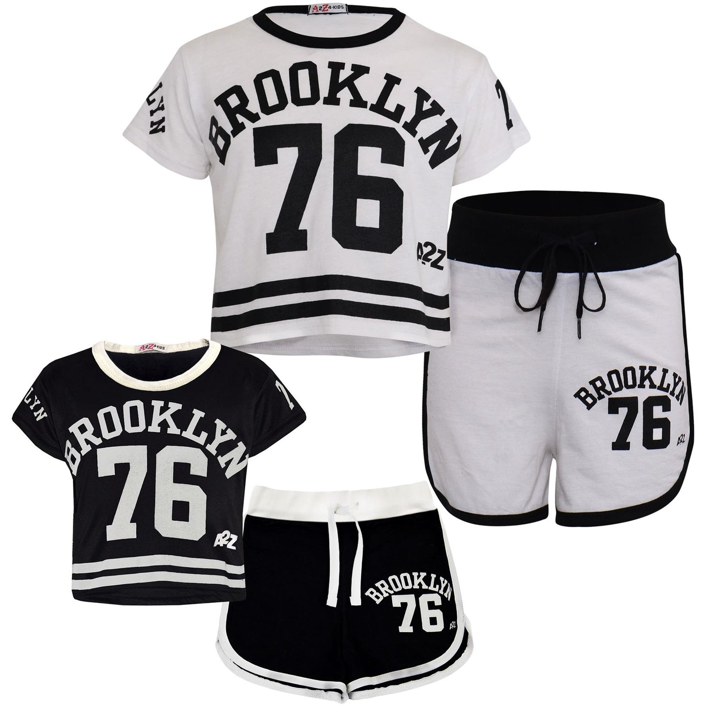 A2Z 4 Kids Girls Crop Top Shorts Set Brooklyn 76 Outfit Summer Clothing Sets