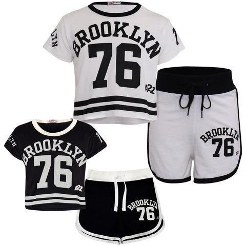 A2Z 4 Kids Girls Crop Top Shorts Set Brooklyn 76 Outfit Summer Clothing Sets