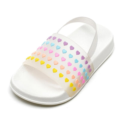Girls EVA Sliders Heart & Unicorn Print Slip-On Summer Holiday Beach Pool Slides