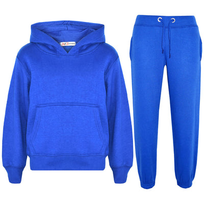 A2Z 4 Kids Girls Plain Royal Tracksuit Hooded Sweat Hoodie & Bottom Jog Suit Joggers Age 2 3 4 5 6 7 8 9 10 11 12 13 Years