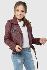 A2Z 4 Kids Girls PU Leather Jacket Zip Up Biker Trendy Belted Coats 5-13 Years