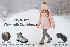 A2Z 4 Kids Girls Galaxy Glitter Winter Snow Boots Shoes PU Lace Up Ankle Shoes