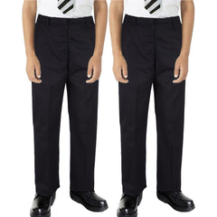 Kids Boys Pants Plain School Uniform Pull Up Regular Fit Lightweight Trouser