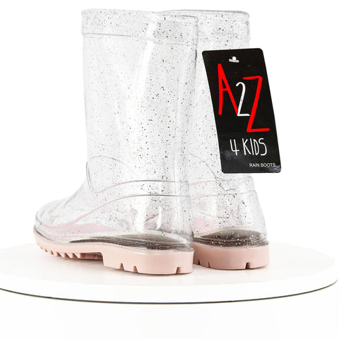 A2Z 4 Kids Girls Clear PVC Rain Boot Gumboot Wellington Boots Waterproof Wellies