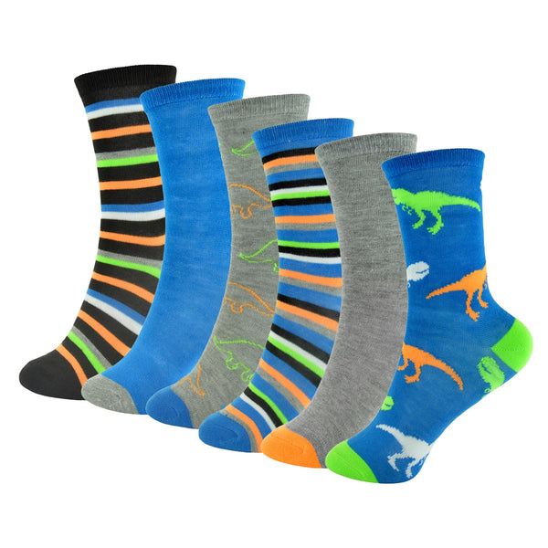Kids Boys Dinosaur Designed Socks 3 Pack Activewear Soft Warm Socks for Boys