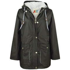 PU Raincoat Jacket Windbreaker Waterproof Parka Hooded Girls Boys Age 5-13 Years