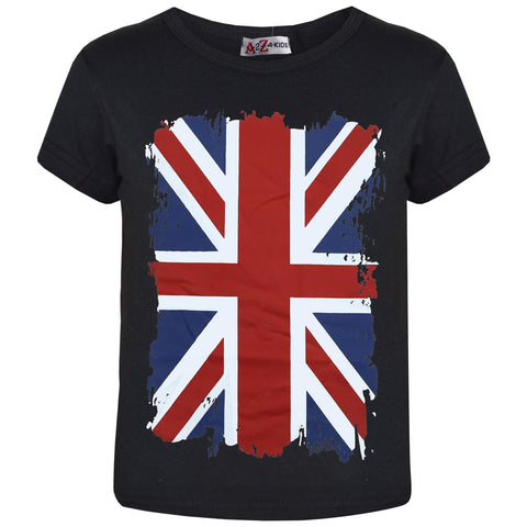 Kids Unisex England Flag Print Football World Cup Soft T Shirt Top