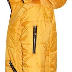Girls Puffer Jacket Quilted Winter Coat Faux Fur Hood Warm Padded Zipped Coat